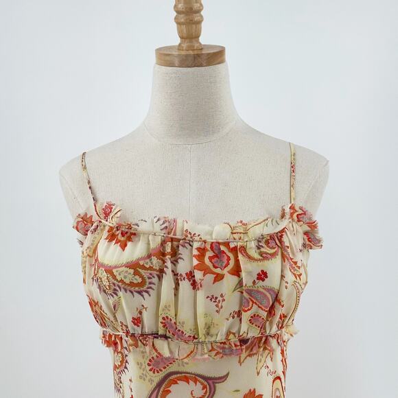 VTG Y2K 90s Express Silk Babydoll Slip Midi Dress 7/8 Coquette Fairy Whimsy - Picture 2 of 10